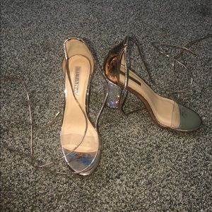 Rose gold rhinestone lace up heel